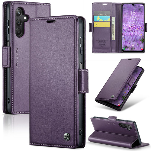 Samsung Galaxy A25 5G CaseMe 023 Butterfly Buckle Litchi Texture RFID Anti-theft Leather Phone Case - Pearly Purple